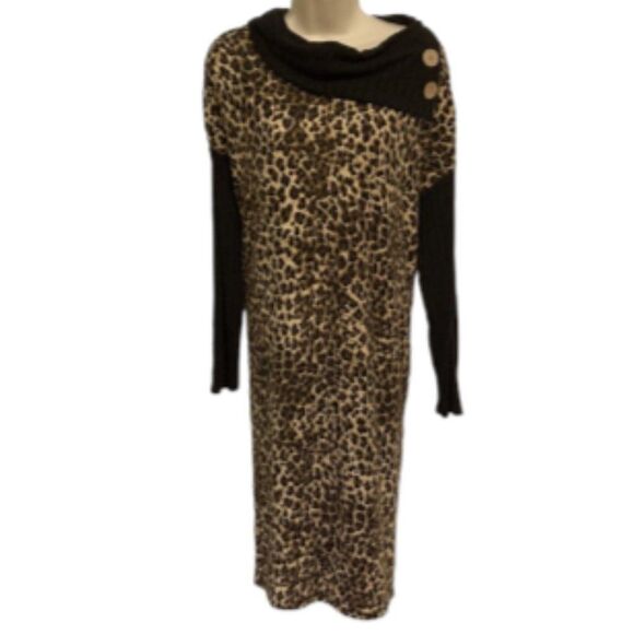CHEETAH LEOPARD Print Sweater Dress by Robert Louis NEW Womens Medium - Picture 4 of 16
